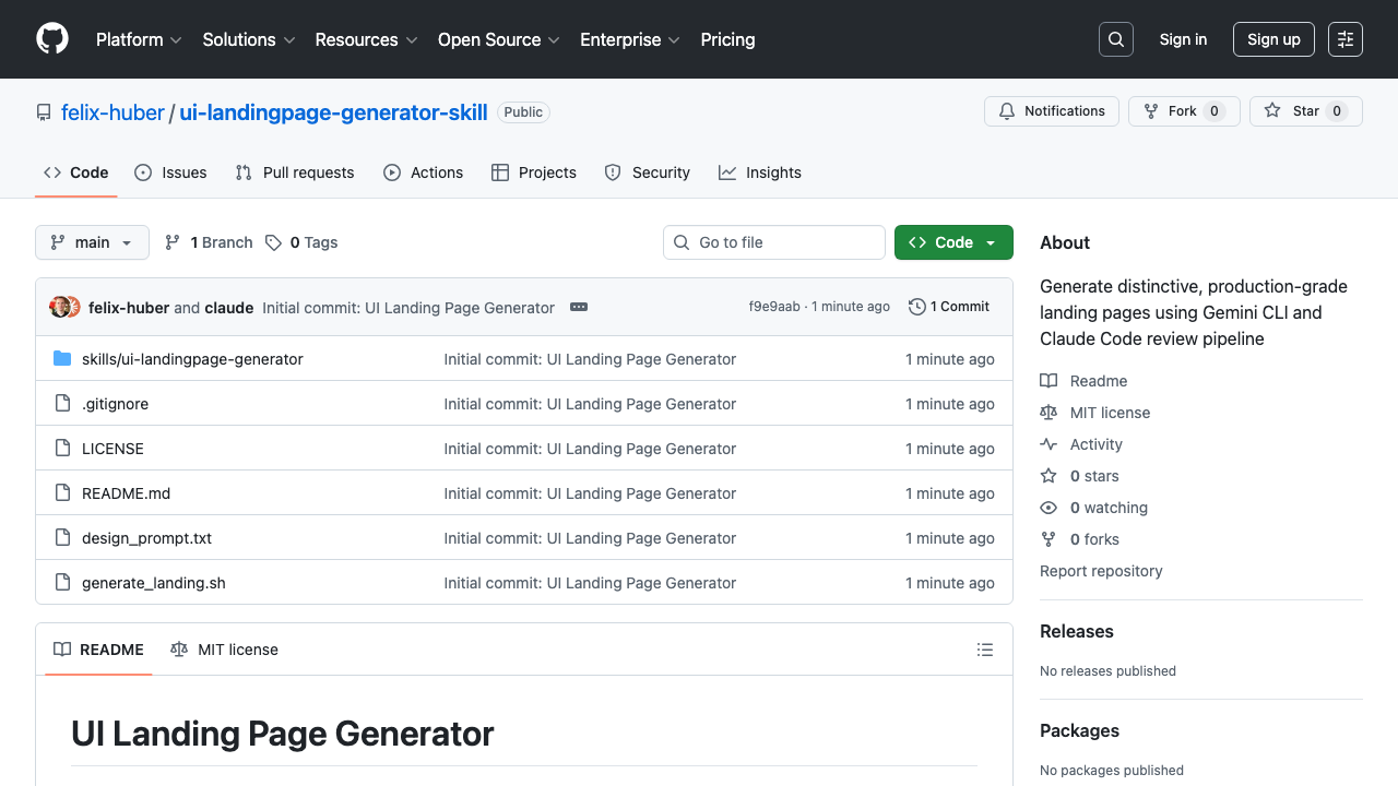 UI Landing Page Generator